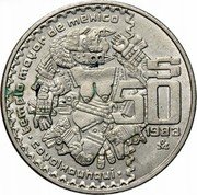 Mexico 50 Pesos Coyolxauhqui 1983 KM# 490 TEMPLO MAYOR DE MEXICO COYOLXAUHQUI $ 50 1983 MO coin reverse Mexico 50 Pesos Coyolxauhqui 1983 KM# 490 TEMPLO MAYOR DE MEXICO COYOLXAUHQUI $ 50 1983 MO coin reverse