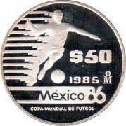 Mexico 50 Pesos FIFA World Cup 1985 Proof KM# 515 $50 1985 MO MEXICO86 COPA MUNDIAL DE FUTBOL coin reverse Mexico 50 Pesos FIFA World Cup 1985 Proof KM# 515 $50 1985 MO MEXICO86 COPA MUNDIAL DE FUTBOL coin reverse