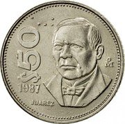 Mexico 50 Pesos Benito Juarez 1987 KM# 495 $50 MO 1987 JUAREZ coin reverse Mexico 50 Pesos Benito Juarez 1987 KM# 495 $50 MO 1987 JUAREZ coin reverse