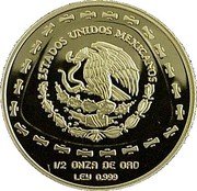 Mexico 50 Pesos Eagle 1998 KM# 668 ESTADOS UNIDOS MEXICANOS 1/2 ONZA DE ORO LEY 0.999 coin obverse Mexico 50 Pesos Eagle 1998 KM# 668 ESTADOS UNIDOS MEXICANOS 1/2 ONZA DE ORO LEY 0.999 coin obverse