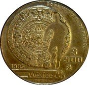 Mexico 500 Pesos FIFA World Cup 1985 KM# 501.1 COPA MUNDIAL DE FUTBOL $ 500 1985 MO MÉXICO86 ORO 900 coin reverse Mexico 500 Pesos FIFA World Cup 1985 KM# 501.1 COPA MUNDIAL DE FUTBOL $ 500 1985 MO MÉXICO86 ORO 900 coin reverse