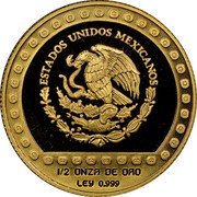 Mexico 500 Pesos Jaguar Piedra de los Soles 1992 KM# 559 ESTADOS UNIDOS MEXICANOS 1/2 DE ONZA DE ORO LEY 0.999 coin obverse Mexico 500 Pesos Jaguar Piedra de los Soles 1992 KM# 559 ESTADOS UNIDOS MEXICANOS 1/2 DE ONZA DE ORO LEY 0.999 coin obverse