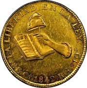 Mexico 8 Escudos Cap on Stick and Open Book 1842 KM# 383.1 LA LIBERTAD EN LA LEY 8E.CA1868.J G 21QS coin reverse Mexico 8 Escudos Cap on Stick and Open Book 1842 KM# 383.1 LA LIBERTAD EN LA LEY 8E.CA1868.J G 21QS coin reverse