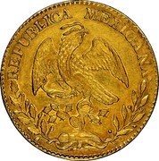 Mexico 8 Escudos Cap on Stick and Open Book 1845 KM# 383.5 REPUBLICA MEXICANA coin obverse Mexico 8 Escudos Cap on Stick and Open Book 1845 KM# 383.5 REPUBLICA MEXICANA coin obverse