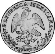 Mexico 8 Escudos Cap on Stick and Open Book 1848 GC MP KM# 383.6 REPUBLICA MEXICANA coin obverse Mexico 8 Escudos Cap on Stick and Open Book 1848 GC MP KM# 383.6 REPUBLICA MEXICANA coin obverse
