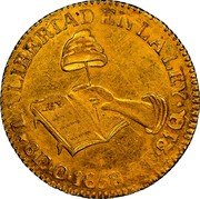 Mexico 8 Escudos Cap on Stick and Open Book 1858 KM# 383.10 LA LIBERTAD 8E.OA.1867.AE.21QS coin reverse Mexico 8 Escudos Cap on Stick and Open Book 1858 KM# 383.10 LA LIBERTAD 8E.OA.1867.AE.21QS coin reverse