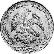 Mexico 8 Escudos Cap on Stick 1864 A PG KM# 383 REPUBLICA MEXICANA. coin obverse Mexico 8 Escudos Cap on Stick 1864 A PG KM# 383 REPUBLICA MEXICANA. coin obverse