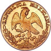 Mexico 8 Escudos Cap on Stick and Open Book 1867 Mo CH KM# 383.9 REPUBLICA MEXICANA coin obverse Mexico 8 Escudos Cap on Stick and Open Book 1867 Mo CH KM# 383.9 REPUBLICA MEXICANA coin obverse