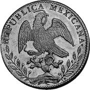 Mexico 8 Escudos Cap on Stick and Open Book 1868/58 Go YF KM# 383.7 REPUBLICA MEXICANA coin obverse Mexico 8 Escudos Cap on Stick and Open Book 1868/58 Go YF KM# 383.7 REPUBLICA MEXICANA coin obverse