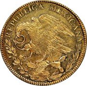 Mexico 8 Escudos (Cap on Stick) KM# 382.2 REPUBLICA MEXICANA. coin obverse Mexico 8 Escudos (Cap on Stick) KM# 382.2 REPUBLICA MEXICANA. coin obverse