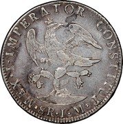 Mexico 8 Reales Augustin I 1822 KM# 308 MEX I IMPERATOR CONSTITUT 8 R I M coin reverse Mexico 8 Reales Augustin I 1822 KM# 308 MEX I IMPERATOR CONSTITUT 8 R I M coin reverse