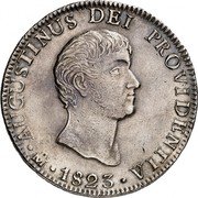 Mexico 8 Reales Augustin I 1823 KM# 310 AUGUSTINUS DEI PROVIDENTIA MO 1822 coin obverse Mexico 8 Reales Augustin I 1823 KM# 310 AUGUSTINUS DEI PROVIDENTIA MO 1822 coin obverse