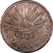 Mexico 8 Reales Radiant Cap 1824 KM# 376.3 LIBERTAD 8R DO. 1824 RL. 10 DS 20CS coin reverse Mexico 8 Reales Radiant Cap 1824 KM# 376.3 LIBERTAD 8R DO. 1824 RL. 10 DS 20CS coin reverse