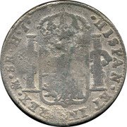Mexico 8 Reales Countermarked Coinage ND HJ Host Date 1809 KM# C286 HISPAN ET IND REX MO 8R HI coin reverse Mexico 8 Reales Countermarked Coinage ND HJ Host Date 1809 KM# C286 HISPAN ET IND REX MO 8R HI coin reverse