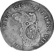 Mexico 8 Reales Insurgent Coin. Linares ND KM# 262.12 J.M.L. P.G. FERDIN VII DEI GRATIA 1813 coin obverse Mexico 8 Reales Insurgent Coin. Linares ND KM# 262.12 J.M.L. P.G. FERDIN VII DEI GRATIA 1813 coin obverse