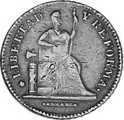 Mexico Centavo Seated Liberty 1863 SLP KM# 390.1 LIBERTAD V REFORMA. coin obverse Mexico Centavo Seated Liberty 1863 SLP KM# 390.1 LIBERTAD V REFORMA. coin obverse
