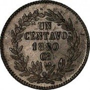 Mexico Centavo Eagle. Circulation Coin 1880 KM# 391.4 UN CENTAVO 1880 GO coin reverse Mexico Centavo Eagle. Circulation Coin 1880 KM# 391.4 UN CENTAVO 1880 GO coin reverse