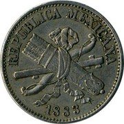 Mexico Centavo Crossed Bow and Quiver 1883 KM# 392 REPUBLICA MEXICANA 1883 coin obverse Mexico Centavo Crossed Bow and Quiver 1883 KM# 392 REPUBLICA MEXICANA 1883 coin obverse