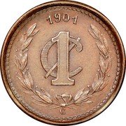 Mexico Centavo Circulation Coin 1901 C KM# 394 1901 1¢ C coin reverse Mexico Centavo Circulation Coin 1901 C KM# 394 1901 1¢ C coin reverse