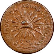 Mexico Centavo Aguascalientes Revolutionary 1915 Large date, plain edge KM# 601 ESTADO DE AGUASCALIENTES R.M. coin obverse Mexico Centavo Aguascalientes Revolutionary 1915 Large date, plain edge KM# 601 ESTADO DE AGUASCALIENTES R.M. coin obverse