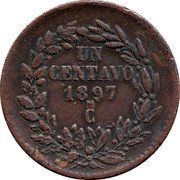 Mexico Centavo Eagle. Circulation Coin 1897 Cn Large N in mint mark KM# 391.1 REPUBLICA MEXICANA coin obverse Mexico Centavo Eagle. Circulation Coin 1897 Cn Large N in mint mark KM# 391.1 REPUBLICA MEXICANA coin obverse