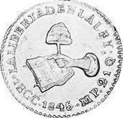 Mexico Escudo Cap on Stick and Open Book 1845 GC MP KM# 379.3 LA LIBERTAD EN LA LEY 1E.GC 1845.MP 21QS coin reverse Mexico Escudo Cap on Stick and Open Book 1845 GC MP KM# 379.3 LA LIBERTAD EN LA LEY 1E.GC 1845.MP 21QS coin reverse