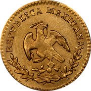 Mexico Escudo Cap on Stick 1862 KM# 379.4 REPUBLICA MEXICANA. coin obverse Mexico Escudo Cap on Stick 1862 KM# 379.4 REPUBLICA MEXICANA. coin obverse