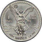 Mexico Onza Libertad 1991 KM# 494.3 1 ONZA PLATA PURA MO 1992 MEXICO LEY .999 coin reverse Mexico Onza Libertad 1991 KM# 494.3 1 ONZA PLATA PURA MO 1992 MEXICO LEY .999 coin reverse