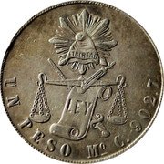 Mexico Peso Radiant Cap & Scales 1870 Mo C KM# 408.5 UN PESO MO C 902.7 coin reverse Mexico Peso Radiant Cap & Scales 1870 Mo C KM# 408.5 UN PESO MO C 902.7 coin reverse