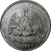 Mexico Peso Radiant Cap & Scales 1871 KM# 408.8 REPUBLICA MEXICANA 1871 coin obverse Mexico Peso Radiant Cap & Scales 1871 KM# 408.8 REPUBLICA MEXICANA 1871 coin obverse