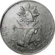 Mexico Peso Radiant Cap & Scales 1871 KM# 408.8 UN PESO ZS H 902.7 coin reverse Mexico Peso Radiant Cap & Scales 1871 KM# 408.8 UN PESO ZS H 902.7 coin reverse