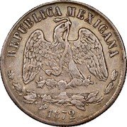 Mexico Peso Radiant Cap & Scales 1872 Do P KM# 408.2 REPUBLICA MEXICANA 1872 coin obverse Mexico Peso Radiant Cap & Scales 1872 Do P KM# 408.2 REPUBLICA MEXICANA 1872 coin obverse