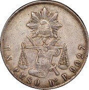 Mexico Peso Radiant Cap & Scales 1872 Do P KM# 408.2 LIBERTAD LEY UN PESO DO P 902.7 coin reverse Mexico Peso Radiant Cap & Scales 1872 Do P KM# 408.2 LIBERTAD LEY UN PESO DO P 902.7 coin reverse