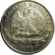 Mexico Peso Radiant Cap & Scales 1872 KM# 408.4 REPUBLICA MEXICANA 1873 coin obverse Mexico Peso Radiant Cap & Scales 1872 KM# 408.4 REPUBLICA MEXICANA 1873 coin obverse