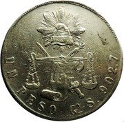 Mexico Peso Radiant Cap & Scales 1872 KM# 408.4 LIBERTAD LEY UN PESO GO S 902.7 coin reverse Mexico Peso Radiant Cap & Scales 1872 KM# 408.4 LIBERTAD LEY UN PESO GO S 902.7 coin reverse