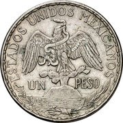 Mexico Peso 100th Anniversary of the Cry for Independence 1911 Long lower left ray on reverse KM# 453 ESTADOS UNIDOS MEXICANOS UN PESO coin obverse Mexico Peso 100th Anniversary of the Cry for Independence 1911 Long lower left ray on reverse KM# 453 ESTADOS UNIDOS MEXICANOS UN PESO coin obverse