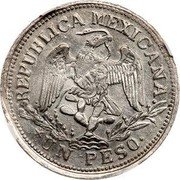 Mexico Peso Guerrero Revolutionary 1914 GRO KM# 641 REPUBLICA MEXCIANA UN PESO coin obverse Mexico Peso Guerrero Revolutionary 1914 GRO KM# 641 REPUBLICA MEXCIANA UN PESO coin obverse