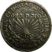 Mexico Peso Guerrero Revolutionary 1914 GRO KM# 642 REFORMA.LIBERTAD.JUSTICIA Y LEY 1915 GRO. ORO: 0,300 coin reverse Mexico Peso Guerrero Revolutionary 1914 GRO KM# 642 REFORMA.LIBERTAD.JUSTICIA Y LEY 1915 GRO. ORO: 0,300 coin reverse