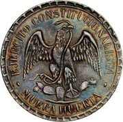 Mexico Peso Cuencame Revolutionary 1914 KM# 621 EJERCITO CONSTITUCIONALISTA MUERA HUERTA coin obverse Mexico Peso Cuencame Revolutionary 1914 KM# 621 EJERCITO CONSTITUCIONALISTA MUERA HUERTA coin obverse