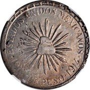 Mexico Peso Cuencame Revolutionary 1914 KM# 622 ESTADOS UNIDOS MEXICANOS 1914 UN PESO 1914 coin reverse Mexico Peso Cuencame Revolutionary 1914 KM# 622 ESTADOS UNIDOS MEXICANOS 1914 UN PESO 1914 coin reverse
