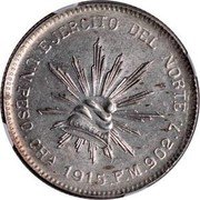 Mexico Peso Chihuahua Revolutionary 1915 KM# 619 EJERCITO DEL NORTE UN PESO CHA 1915.FM.902.7 coin reverse Mexico Peso Chihuahua Revolutionary 1915 KM# 619 EJERCITO DEL NORTE UN PESO CHA 1915.FM.902.7 coin reverse