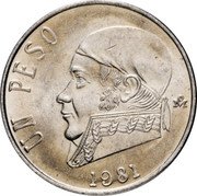Mexico Peso Morelos 1981 Mo Closed 8 KM# 460 UN PESO 1971 MO coin reverse Mexico Peso Morelos 1981 Mo Closed 8 KM# 460 UN PESO 1971 MO coin reverse