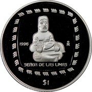 Mexico Peso Las Limas Figure 1996 KM# 593 1996 MO SEÑOR DE LAS LIMAS $1 coin reverse Mexico Peso Las Limas Figure 1996 KM# 593 1996 MO SEÑOR DE LAS LIMAS $1 coin reverse