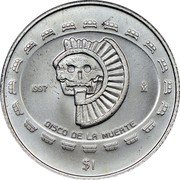 Mexico Peso Disc of Death 1997 KM# 617 1998 MO DISCO DE LA MUERTE $1 coin reverse Mexico Peso Disc of Death 1997 KM# 617 1998 MO DISCO DE LA MUERTE $1 coin reverse