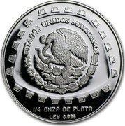 Mexico Peso Jaguar 1998 KM# 661 ESTADOS UNIDOS MEXICANOS 1/4 ONZA DE PLATA LEY 0.999 coin obverse Mexico Peso Jaguar 1998 KM# 661 ESTADOS UNIDOS MEXICANOS 1/4 ONZA DE PLATA LEY 0.999 coin obverse