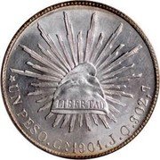 Mexico Peso Eagle. Circulation Coin 1901 KM# 409 902,7 LIBERTAD UN PESO CN 1903 FV 902.7 coin reverse Mexico Peso Eagle. Circulation Coin 1901 KM# 409 902,7 LIBERTAD UN PESO CN 1903 FV 902.7 coin reverse