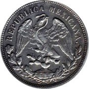 Mexico Peso Radiant Cap 1908 Mo AM KM# 409.2 REPUBLICA MEXICANA. coin obverse Mexico Peso Radiant Cap 1908 Mo AM KM# 409.2 REPUBLICA MEXICANA. coin obverse
