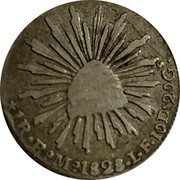 Mexico Real Radiant Cap 1828 KM# 372.3 LIBERTAD 1R E MO 1828 L F 10DS.20GS coin reverse Mexico Real Radiant Cap 1828 KM# 372.3 LIBERTAD 1R E MO 1828 L F 10DS.20GS coin reverse
