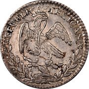 Mexico Real Radiant Cap 1829 Go MJ Small eagle KM# 372.6 REPUBLICA MEXICANA. coin obverse Mexico Real Radiant Cap 1829 Go MJ Small eagle KM# 372.6 REPUBLICA MEXICANA. coin obverse