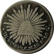 Mexico Real Radiant Cap 1849/8 Do CM KM# 372.2 LIBERTAD 1R DO 1849 CM 10DS.20GS coin reverse Mexico Real Radiant Cap 1849/8 Do CM KM# 372.2 LIBERTAD 1R DO 1849 CM 10DS.20GS coin reverse